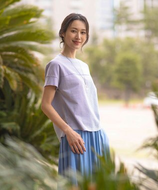 J.PRESS LADIES L 【WEB限定カラーあり・抗菌消臭・吸水速乾】サッカージャージー フレンチスリーブ カットソー ブルー系1