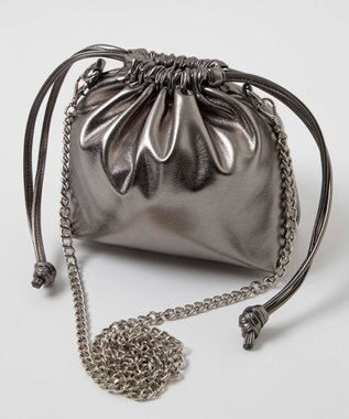 WEGO 巾着チェーンショルダー ダークグレー