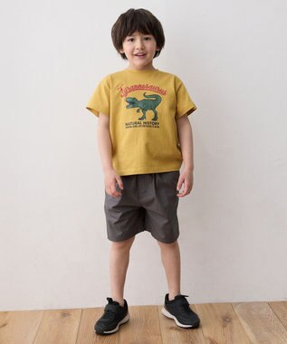 ANY KIDS 恐竜プリント 半袖 Tシャツ マスタード（ティラノサウルス）