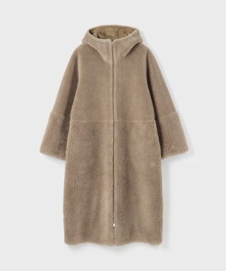 GRACE CONTINENTAL ウールボアムートンフードコート カーキ