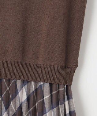 ANY SIS 【洗える】オンブレーチェックコンビ ワンピース モカ系