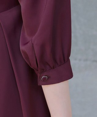 Tiaclasse 【洗える】ロールVネックワンピース ボルドー