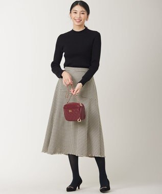 ANY SIS 【洗える】ネックパール調リブ ニット ブラック