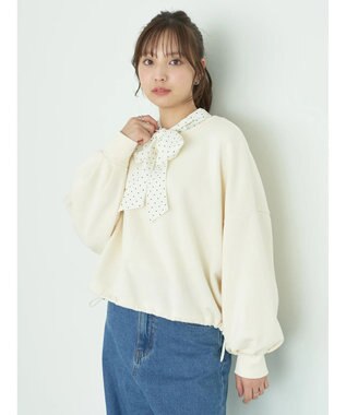 earth music&ecology 裏毛ドロストプルオーバー Ivory