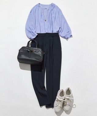 ANY SIS 【洗える】ドルマンスリーブ ブラウス ブルーストライプ