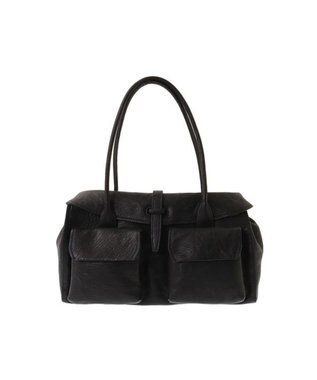 genten ゴートシュリンク かぶせ付トートバッグ クロ