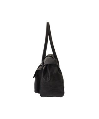 genten ゴートシュリンク かぶせ付トートバッグ クロ