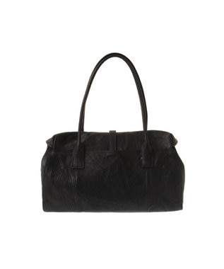 genten ゴートシュリンク かぶせ付トートバッグ クロ