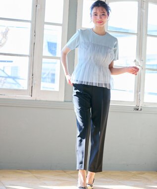 Feroux 美シルエットカラーテーパード パンツ ブラック系