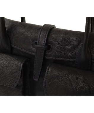 genten ゴートシュリンク かぶせ付トートバッグ クロ