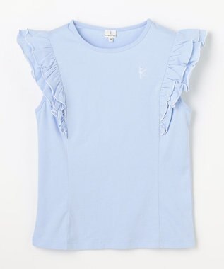組曲 KIDS 【150-160㎝】 フルールフリルTシャツ サックスブルー