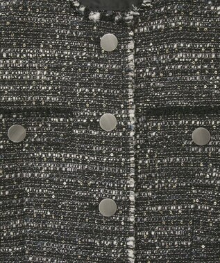 YECCA VECCA ノーカラーツイードジャケット Black