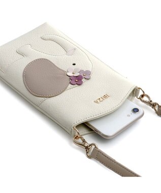 IBIZA アニマーダ　牛革　スマートフォンポシェット（ゾウ） アイボリー