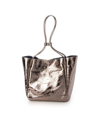 UNBILLION カシュカシュ cachecache / クラッシュメタリックワンハンドルミニトート ダークシルバー