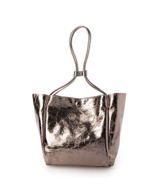 UNBILLION カシュカシュ cachecache / クラッシュメタリックワンハンドルミニトート ダークシルバー