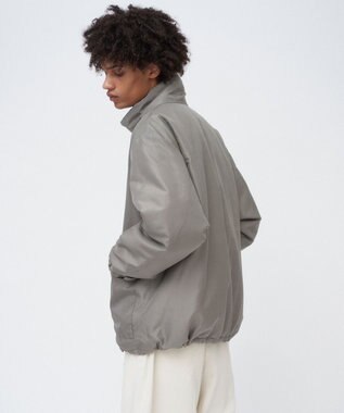 ATON ACRYLIC COATED SILK | パッドスタンドコーチジャケット - UNISEX GRAY
