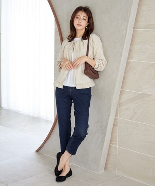 Tiaclasse 【安田美沙子さん着用・洗える】ストレッチストレートデニム ネイビー