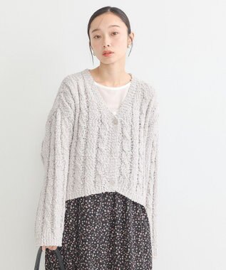 earth music&ecology ポコポコケーブルカーディガン Light Gray