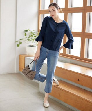 Tiaclasse 【安田美沙子さん着用・洗える】ストレッチストレートデニム ブルー