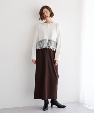 YECCA VECCA レースレイヤードラッフルカーディガン Off White