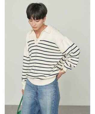 AMERICAN HOLIC 衿付きニットプルオーバー Border Ivory