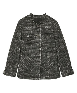YECCA VECCA ノーカラーツイードジャケット Black