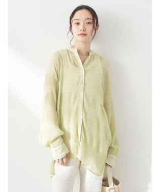 earth music&ecology クシュクシュシアーシャツ Lime Green