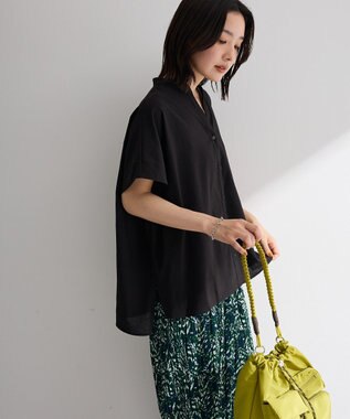 Green Parks 半袖シアースキッパーブラウス Black