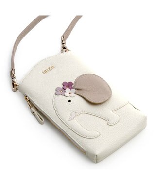 IBIZA アニマーダ　牛革　スマートフォンポシェット（ゾウ） アイボリー