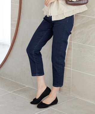 Tiaclasse 【安田美沙子さん着用・洗える】ストレッチストレートデニム ネイビー