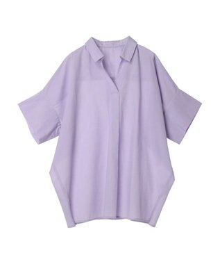 Green Parks 綿麻混スキッパーシャツ Purple