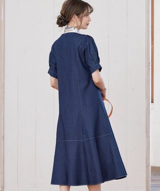 Tiaclasse L デニムマーメイドワンピース ネイビー