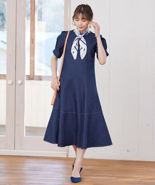 Tiaclasse L デニムマーメイドワンピース ネイビー