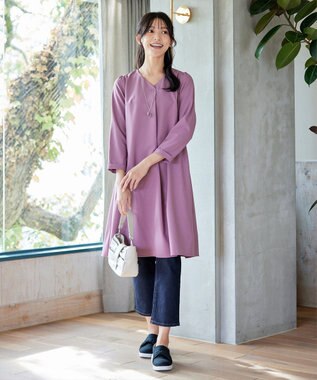 Tiaclasse 【安田美沙子さん着用・洗える】ストレッチストレートデニム ネイビー