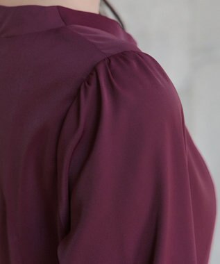 Tiaclasse 【洗える】ロールVネックワンピース ボルドー