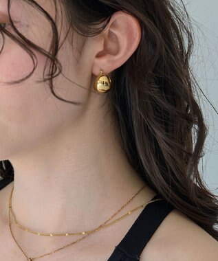 Phoebe 〈金属アレルギー対応〉ドームメタルフープピアス/ゴールド　シンプル/大振り ゴールド