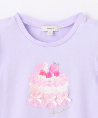 ANY KIDS 袖レース ケーキプリント Tシャツ ラベンダー