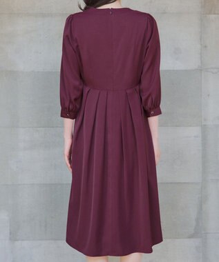 Tiaclasse 【洗える】ロールVネックワンピース ボルドー