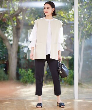 UNFILO 【洗える/吸水速乾】イージーケア キャンディスリーブ ブラウス ホワイト