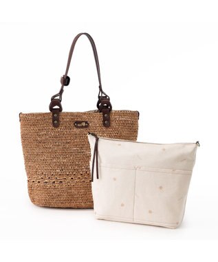 IBIZA ラフィア　セミショルダーバッグ 濃茶