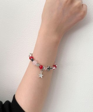 WEGO Lビーズチャームブレス ライトピンク