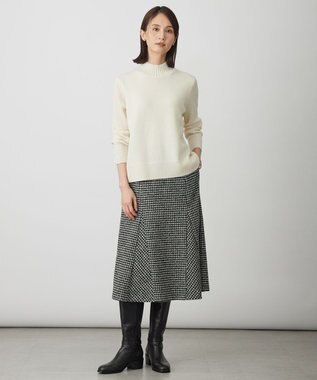 J.PRESS LADIES ウールシルク ハウンドトゥース フレア スカート モノトーン系