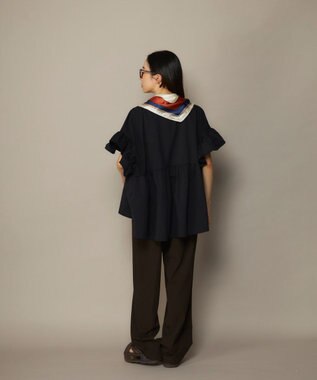 OP／FILA 【Ocean Pacific】らくティブ｜ティアード袖フレアカットソー ブラック