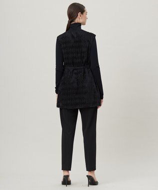 ICB ダイヤカットジャカードブラウス ブラック系