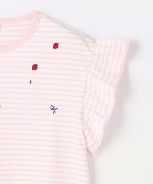 組曲 KIDS 【150-160㎝】 フルーティーボーダーTシャツ ピンク