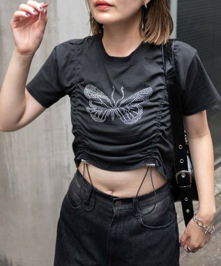 WEGO バタフライドロストラインストーンT ブラック