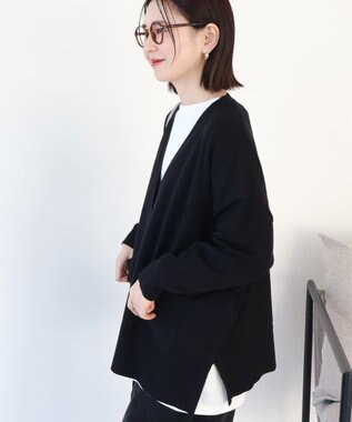 AMERICAN HOLIC 【WEB限定】バイパチVネックルーズカーディガン Black