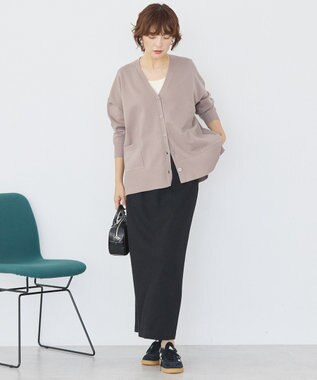 AMERICAN HOLIC 【WEB限定】バイパチVネックルーズカーディガン Beige