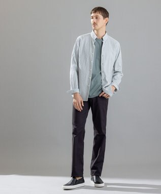 JOSEPH HOMME トライジャガードストレッチ　ウィングカラーシャツ ピーコックグリーン系