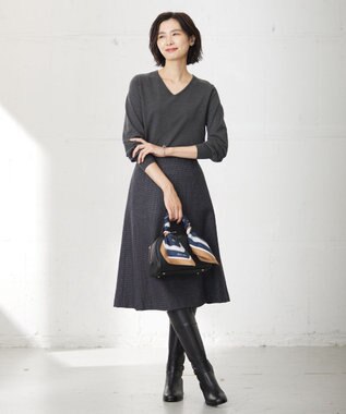 J.PRESS LADIES T/W 杢 ライトツイード フレアー スカート ネイビー系3